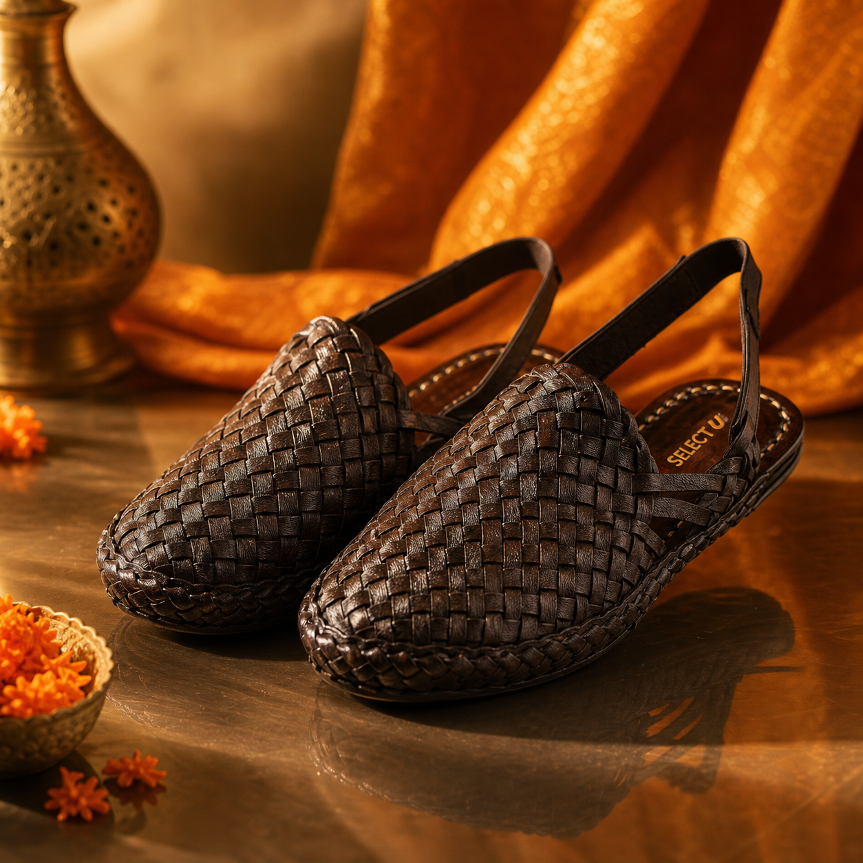 Leather Brown Jali Sandal