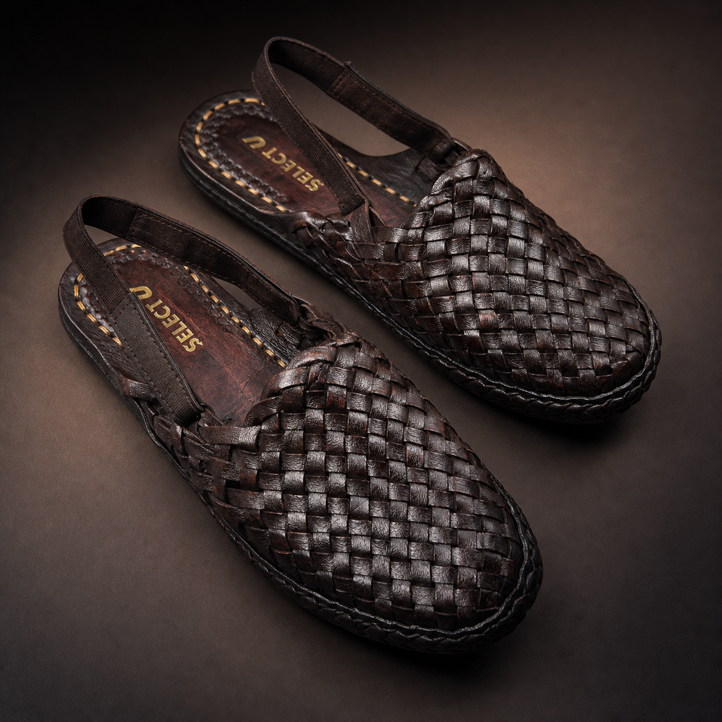 Leather Brown Jali Sandal