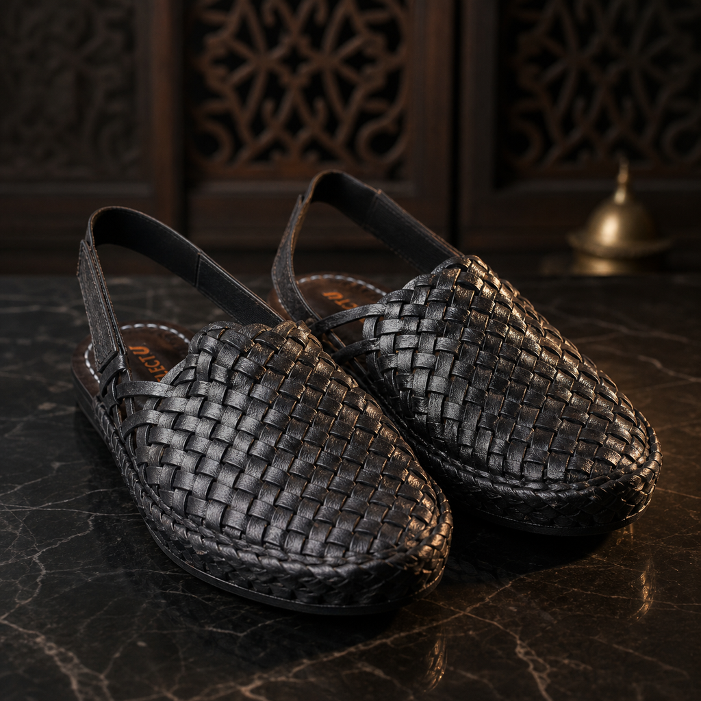 Leather Black Jali Bantu Sandal
