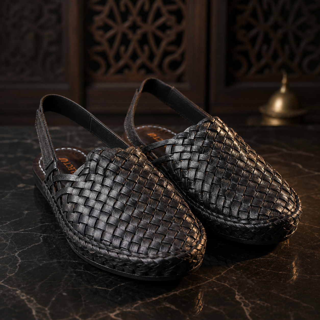 Leather Black Jali Bantu Sandal