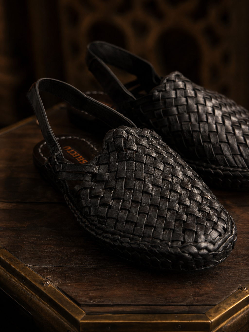 Leather Black Jali Bantu Sandal