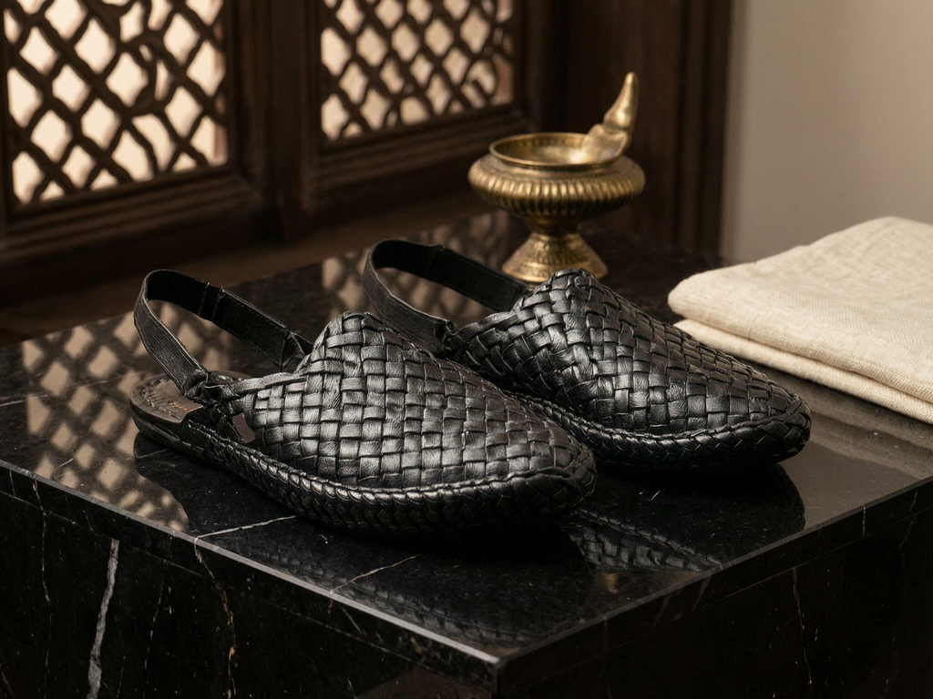 Leather Black Jali Bantu Sandal