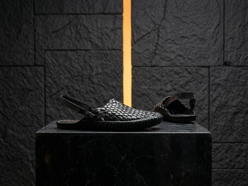 Leather Black Jali Bantu Sandal