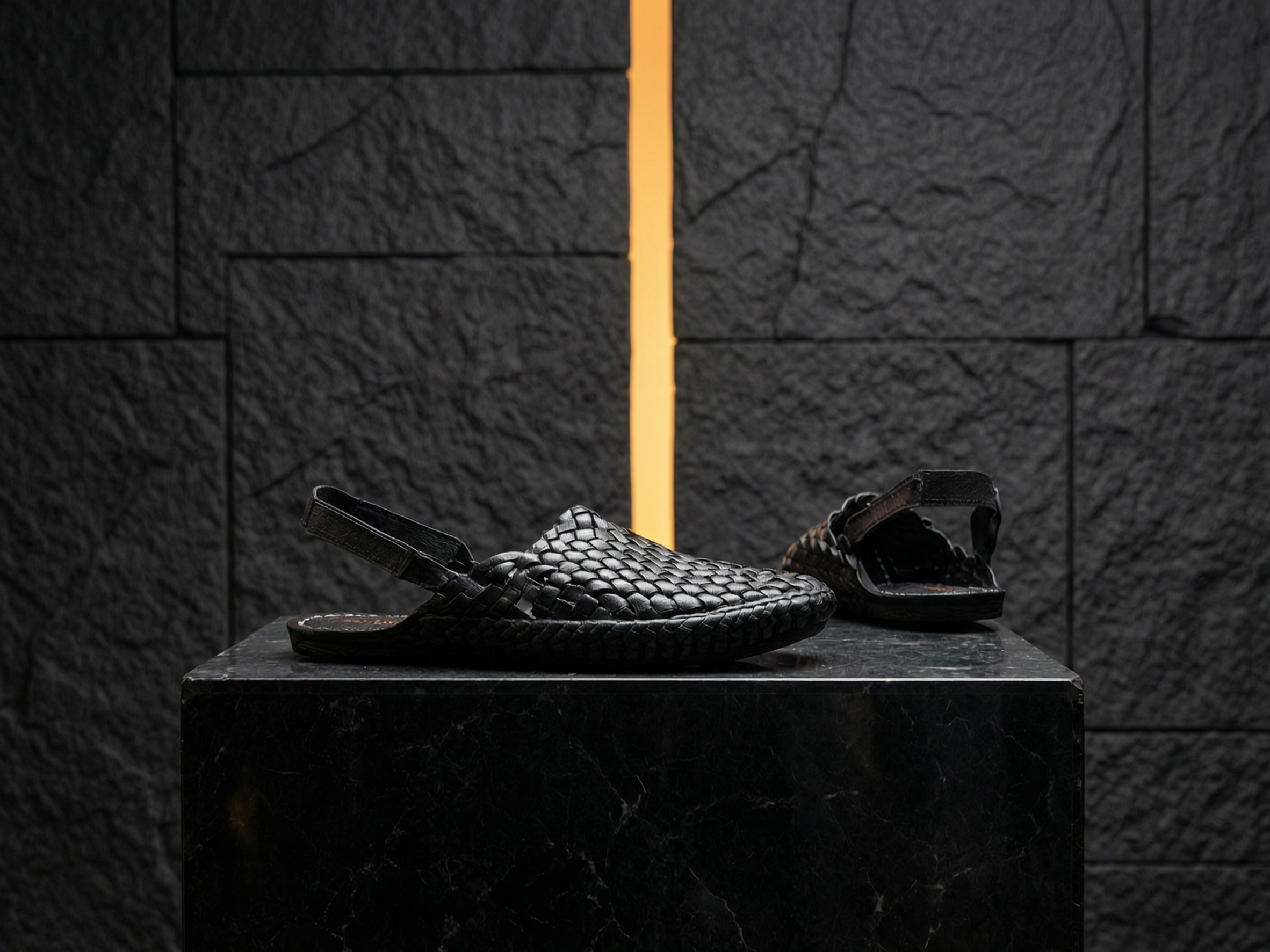 Leather Black Jali Bantu Sandal