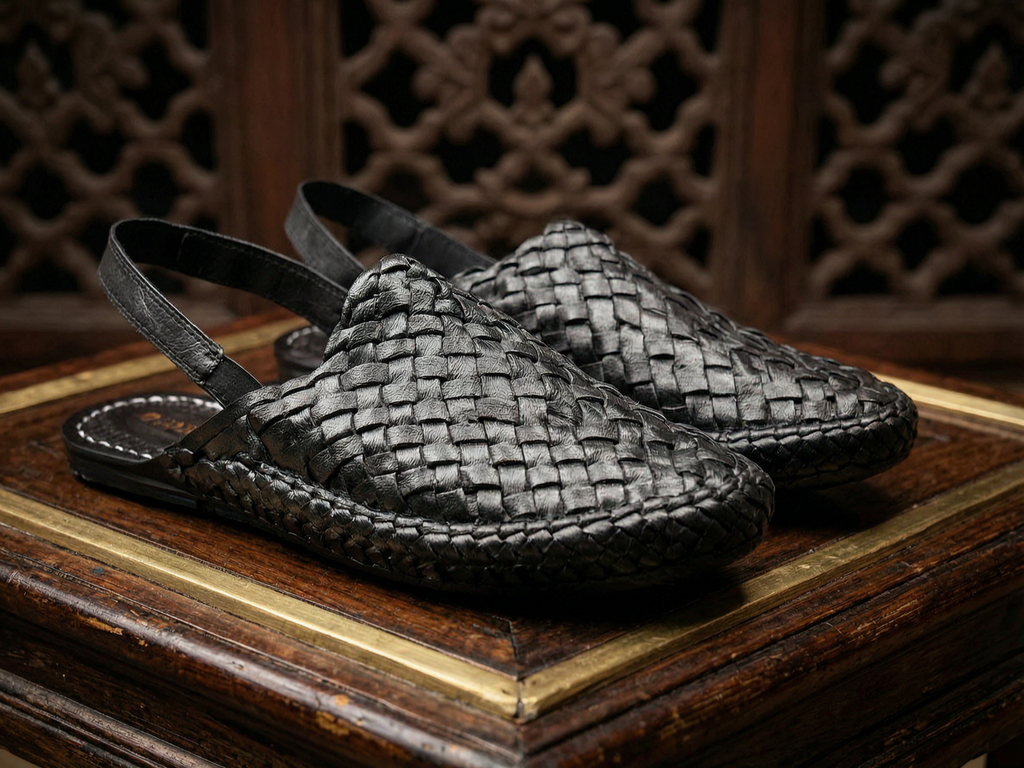 Leather Black Jali Bantu Sandal