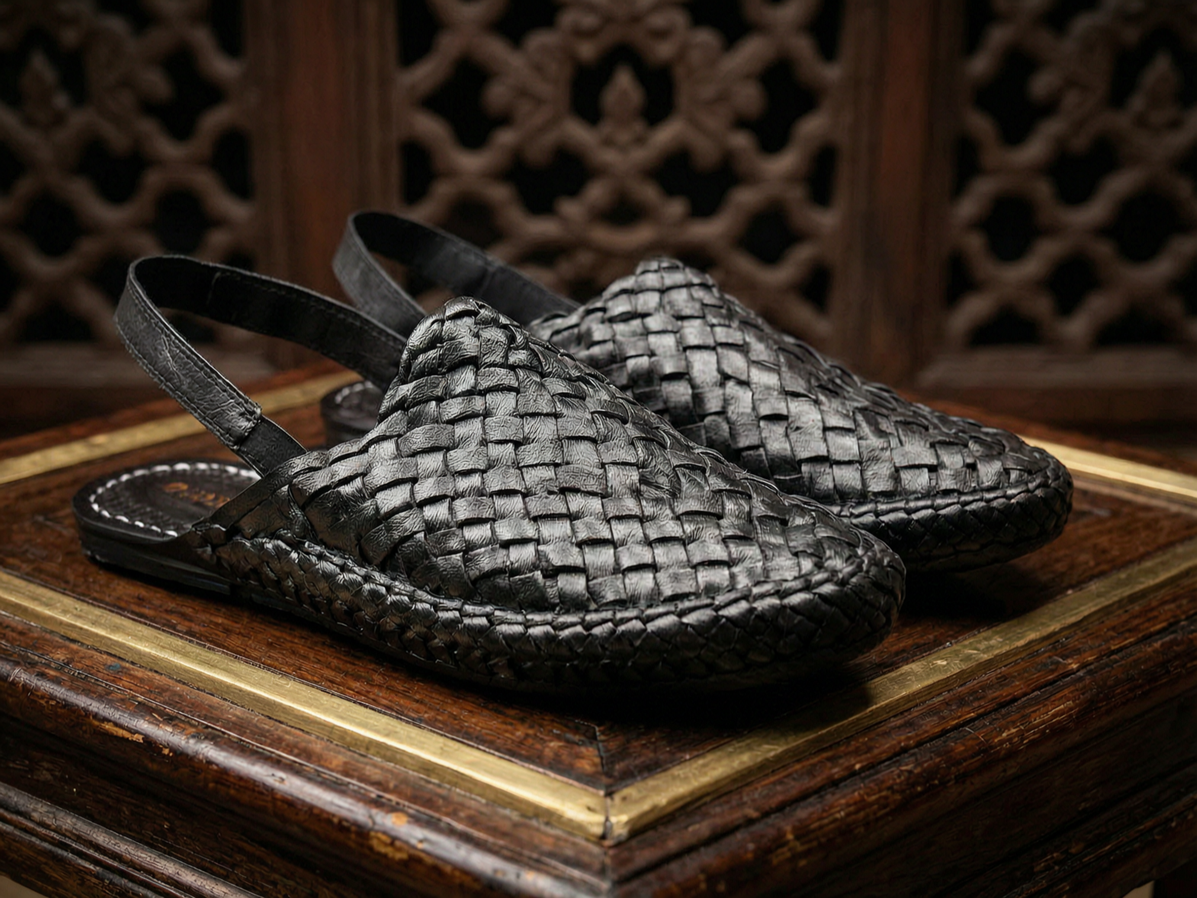 Leather Black Jali Bantu Sandal